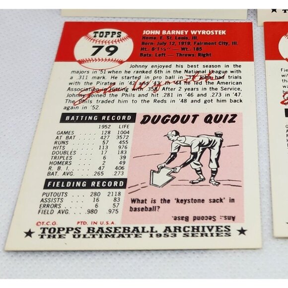4 Philadelphia Phillies 1953 Topps Vintage Reprint Baseball Card Bundle Mint - Picture 8 of 10